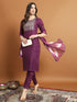 Purple Cotton Blend Pant Suit 190060